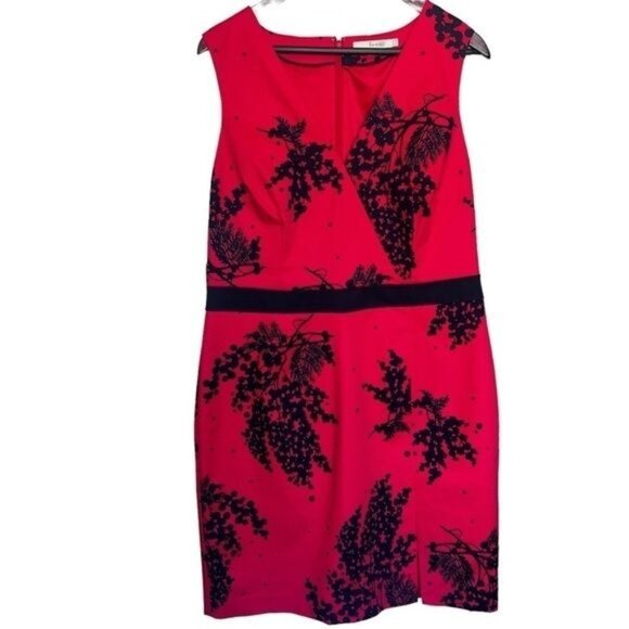 Boden Dress Womens 14R Pink Navy Floral Print Sleeveless Sheath Knee Length - Picture 1 of 12